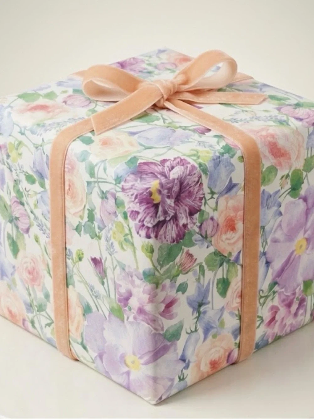 Vintage Carlton Cards Floral Pastel Watercolor Gift Wrap 1 Sheet 8.33 sq ft